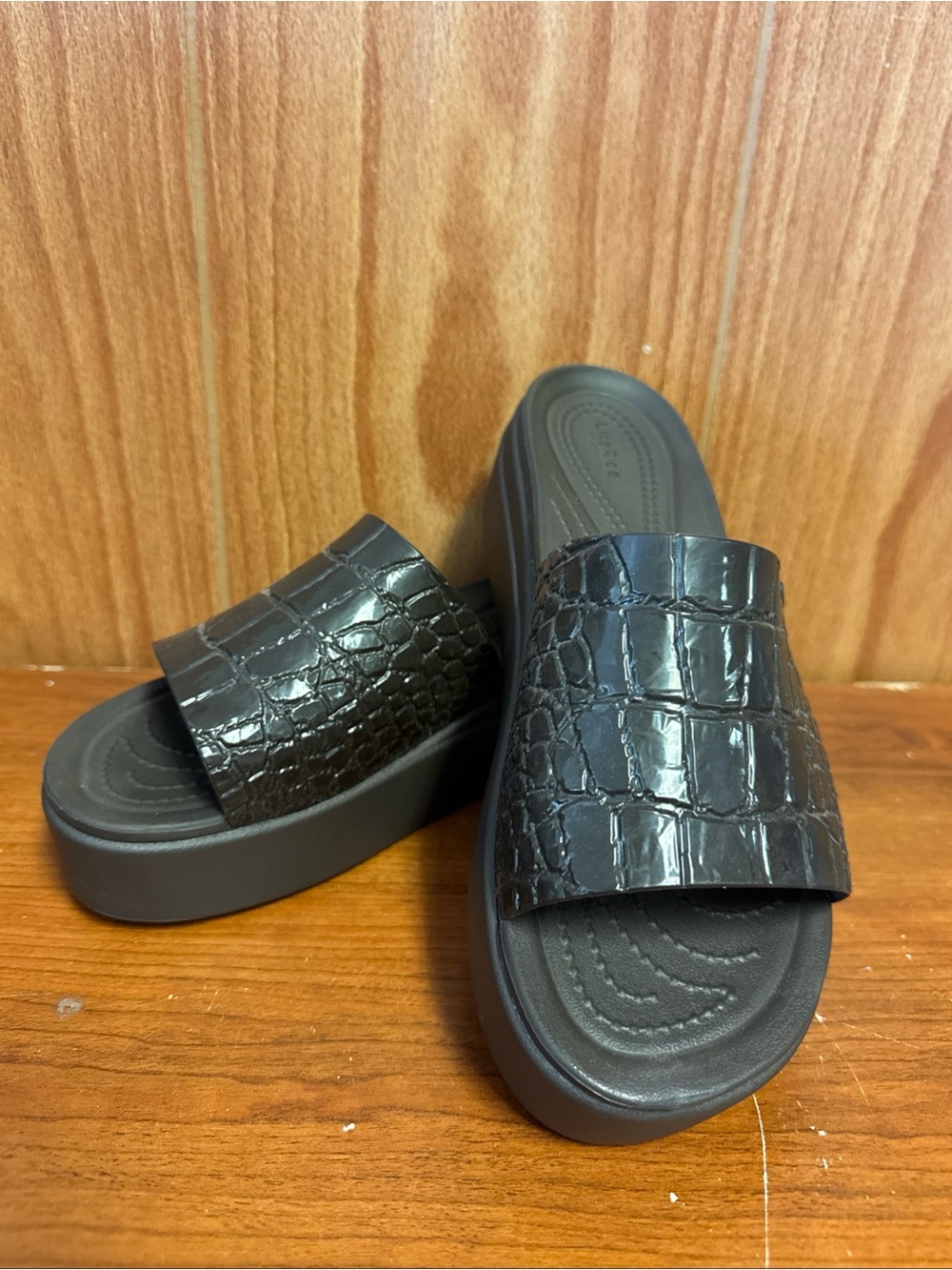 Lite Ride by Crocs Brown Slip On Wedge Heels Slide Ons Women's 9